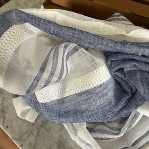 Blue and white linen curtains